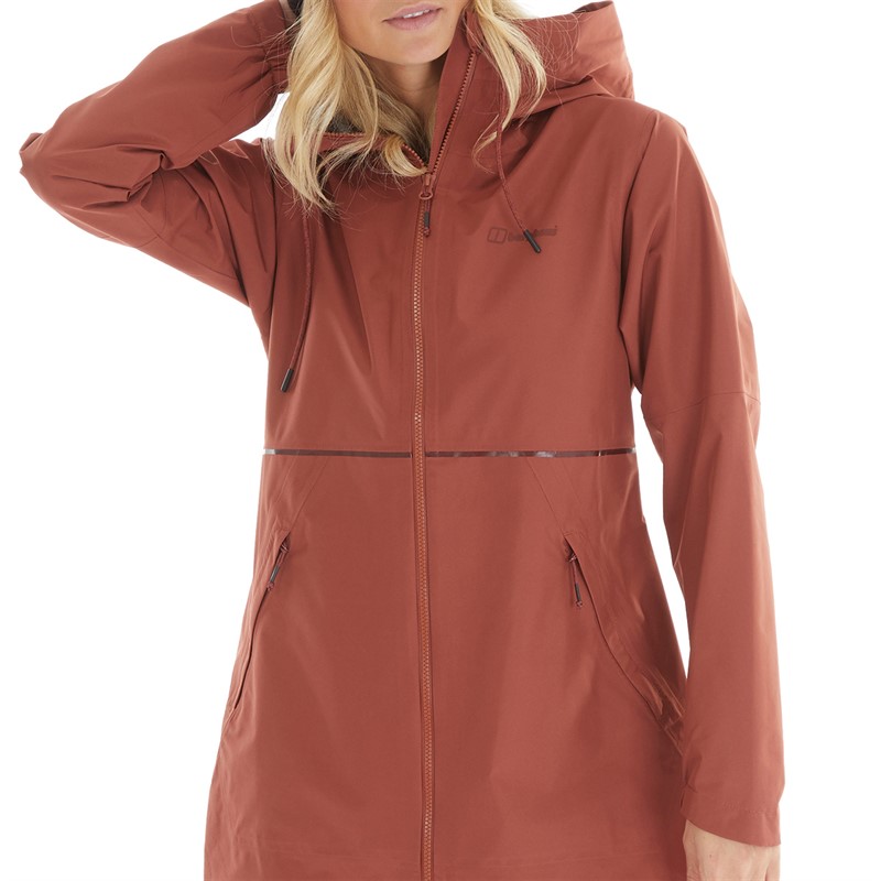 Berghaus Womens Rothley Gore-Tex Long Waterproof Shell Jacket Dark Red/Dark Red