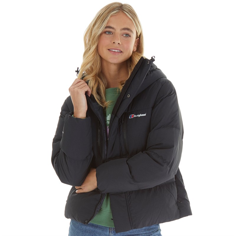 Berghaus Womens Saffren Hydrodown Insulated Padded Hooded Down Jacket Black/Black