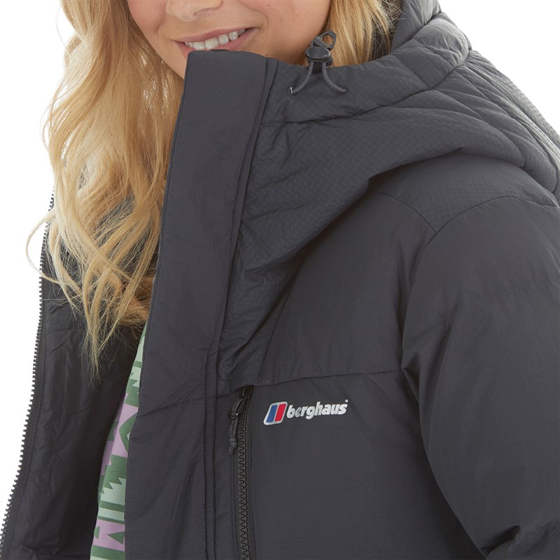 Berghaus Womens Saffren Hydrodown Insulated Padded Hooded Down Jacket Black/Black