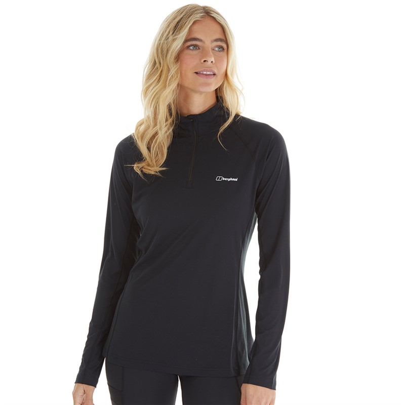 Berghaus Womens Trailblaze Half Zip Long Sleeve Tech Top Black/Black