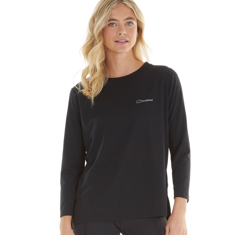 Berghaus Womens Relaxed Long Sleeve Tech T-Shirt Black/Black