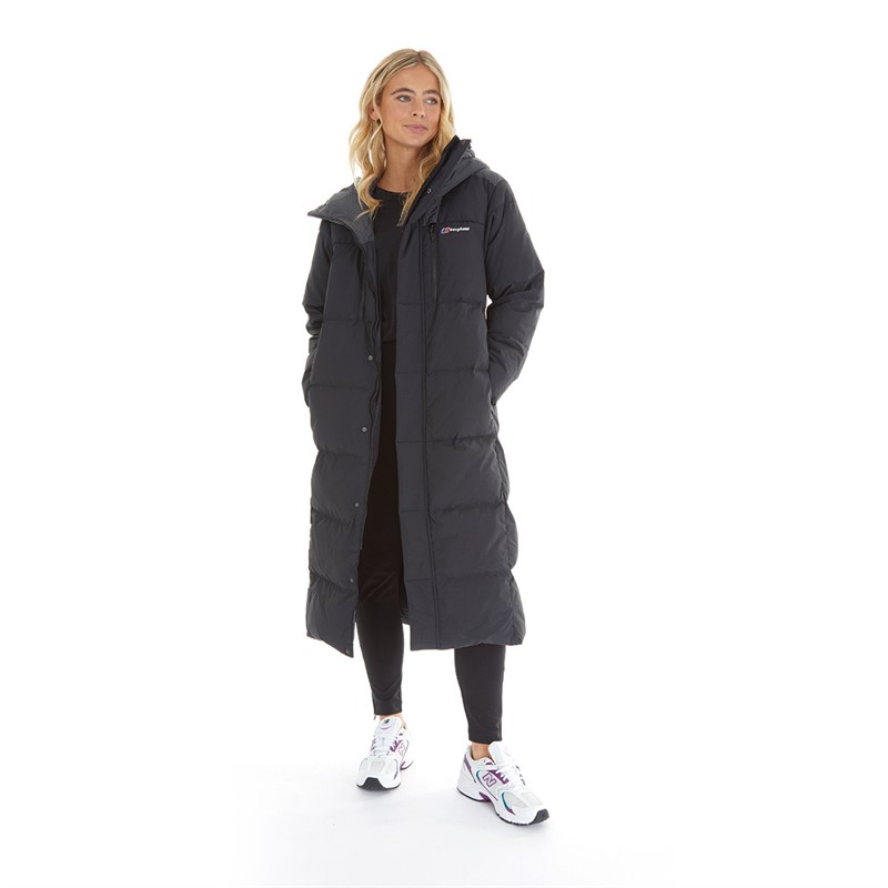 Buy Berghaus Womens Saffren Duster Hydrodown Insulated Padded Hooded Down Jacket Black