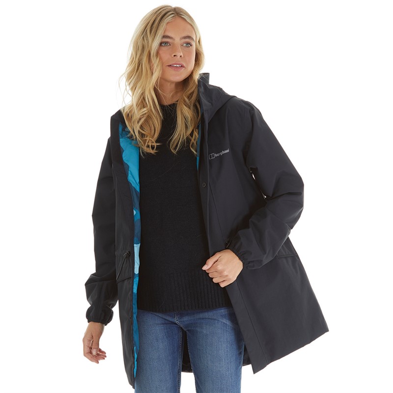 Buy Berghaus Womens Swirlhow Hydroshell Long Waterproof Jacket Black Dark Turquoise Turquoise