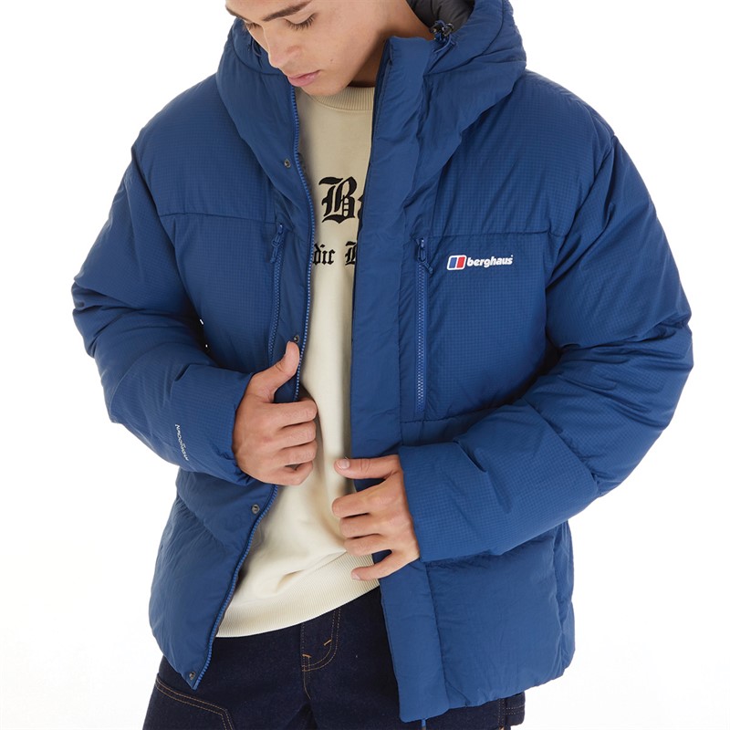 Berghaus Mens Sabber Hydrodown Insulated Padded Hooded Down Jacket Dark Blue/Dark Blue