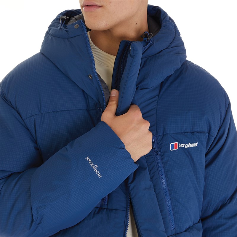 Berghaus Mens Sabber Hydrodown Insulated Padded Hooded Down Jacket Dark Blue/Dark Blue