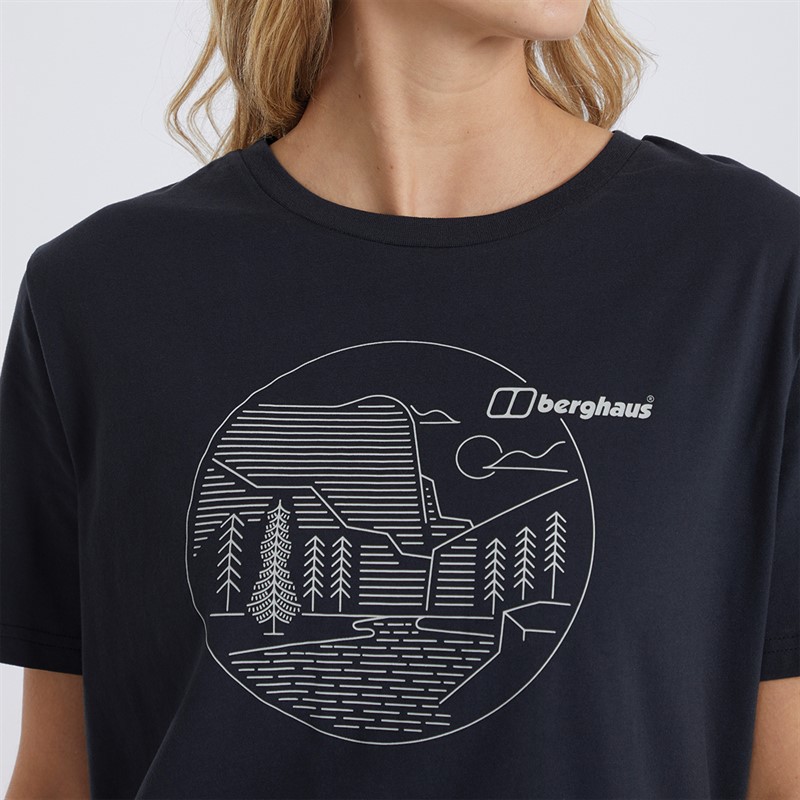 Berghaus Womens Linear Landscape T-Shirt Black/Black