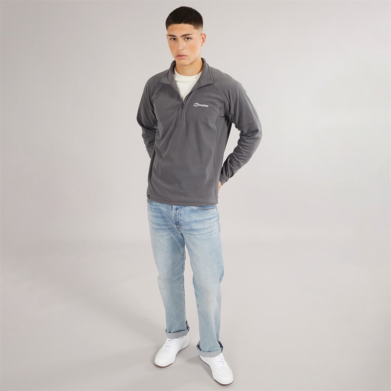 Berghaus Mens Anwick Half Zip Fleece Jacket Grey Pinstripe