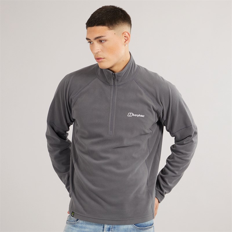 Berghaus Mens Anwick Half Zip Fleece Jacket Grey Pinstripe