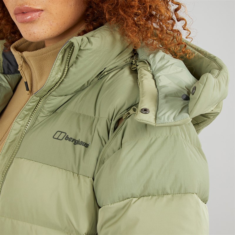 Berghaus Womens Embo 4-In-1 Insulated Padded Hooded Down Jacket Green/Green