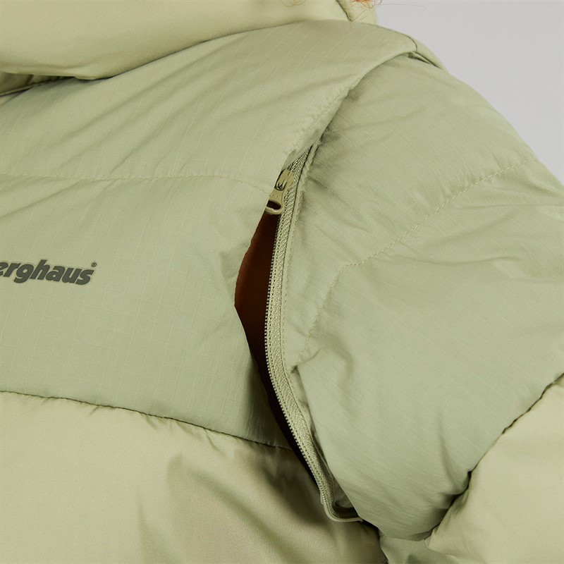 Berghaus Womens Embo 4-In-1 Insulated Padded Hooded Down Jacket Green/Green
