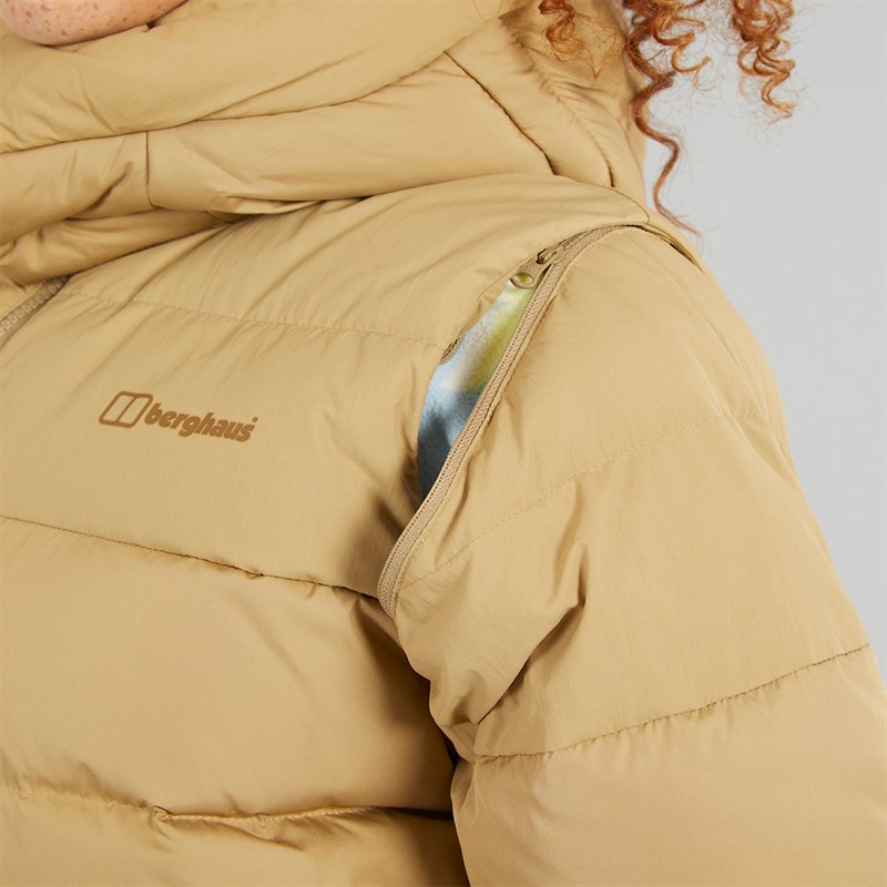 Berghaus Womens Embo 4-In-1 Insulated Padded Hooded Down Jacket Natural/Natural