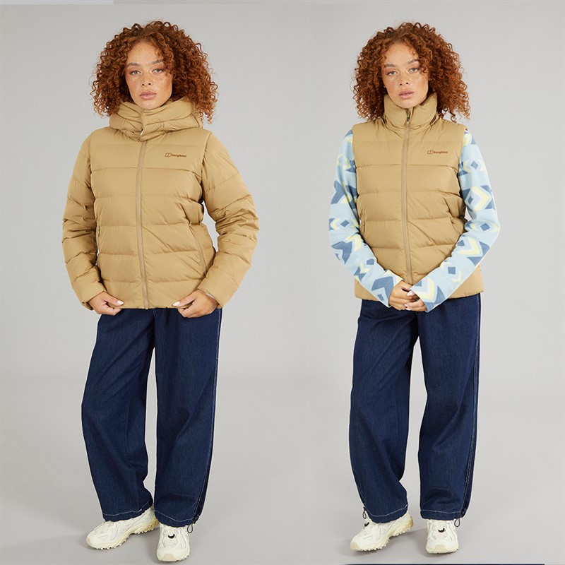 Berghaus Womens Embo 4-In-1 Insulated Padded Hooded Down Jacket Natural/Natural