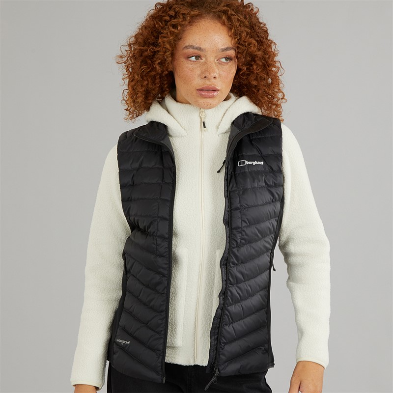 Berghaus Womens Tephra Stretch 2.0 Hydrodown Padded Gilet Black/Black woven - Size 16