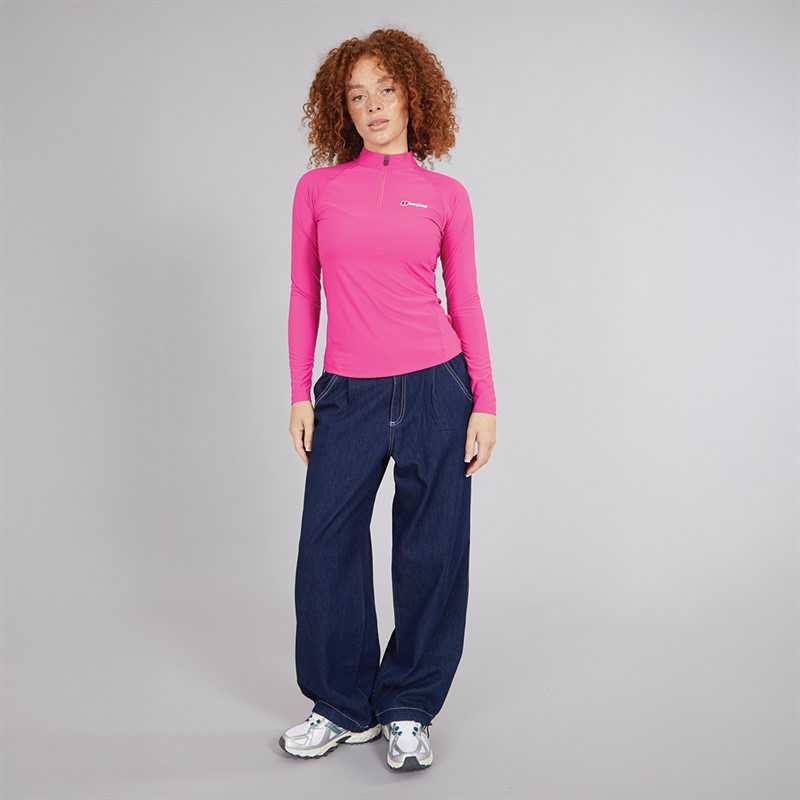 Berghaus Womens 24/7 Tech Half Zip Long Sleeve Top Pink/Pink