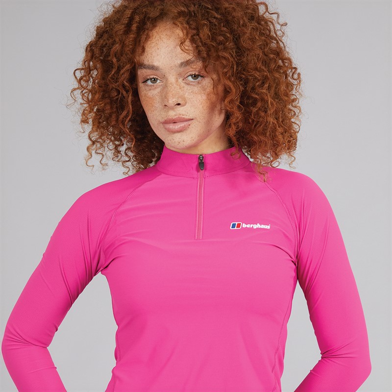 Berghaus Womens 24/7 Tech Half Zip Long Sleeve Top Pink/Pink