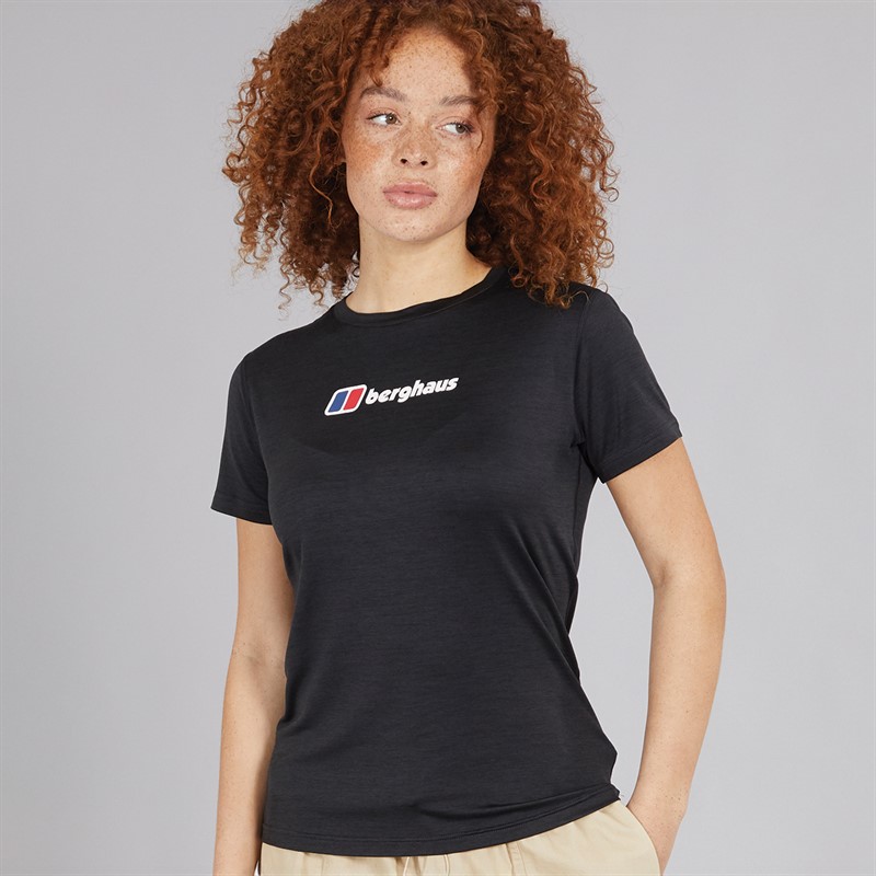 Berghaus Womens Voyager Logo T-Shirt Black/Black - Size 16