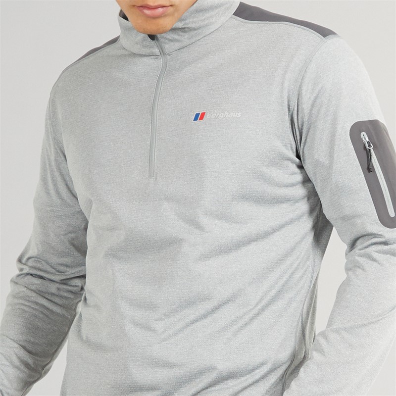 Berghaus Mens 24/7 Explorer Half Zip Long Sleeve Top Grey/Grey