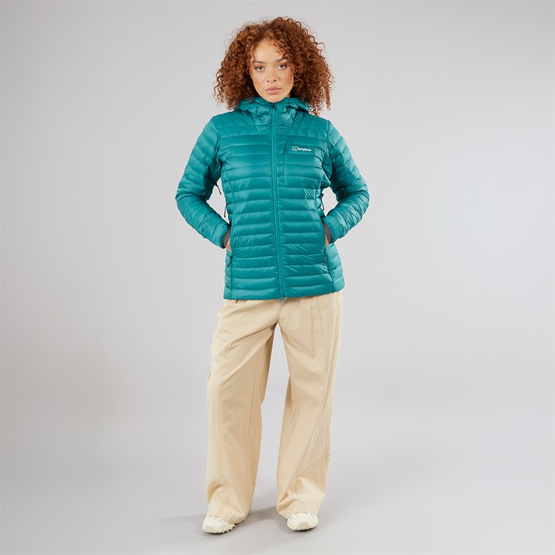 Berghaus Womens Bynack Hydrodown Padded Hooded Down Jacket Turquoize/Turquoize