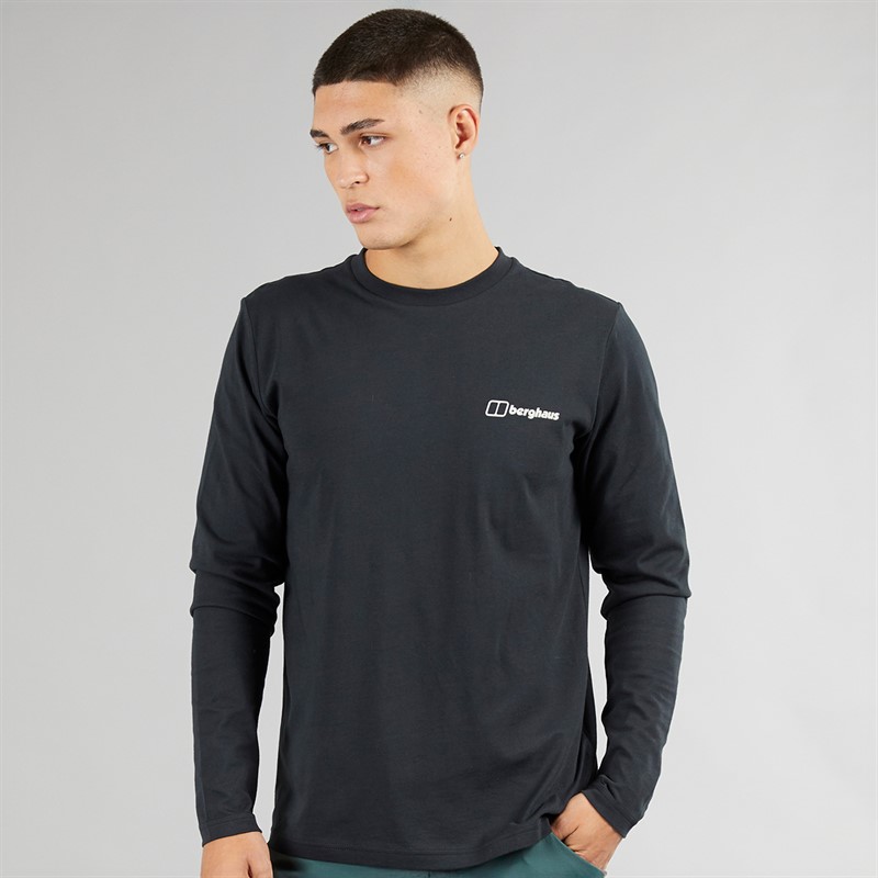 Berghaus Mens Small Logo Long Sleeve T-Shirt Black/Black