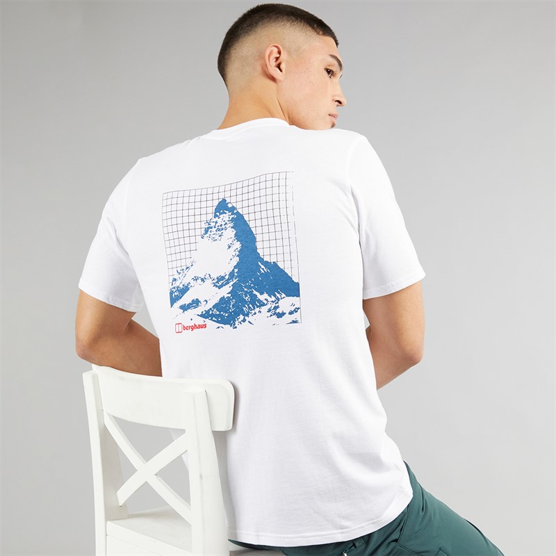 Berghaus Mens Peak Of Symmetry T-Shirt White/Blue