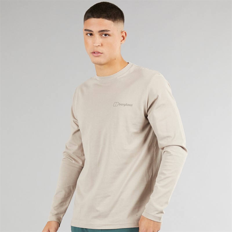 Berghaus Mens Small Logo Long Sleeve T-Shirt Light Grey/Light Grey