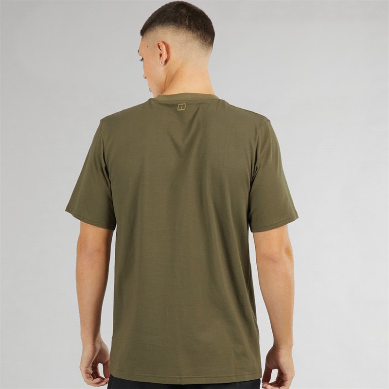 Berghaus Mens In The Rough Logo T-Shirt Dark Green/Natural