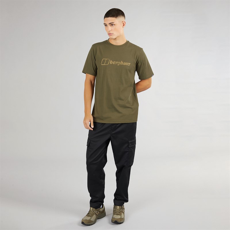 Berghaus Mens In The Rough Logo T-Shirt Dark Green/Natural