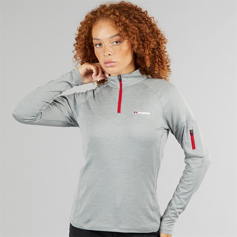 Berghaus Womens Explorer 24 Pocket Half Zip Tech Top Grey/Grey