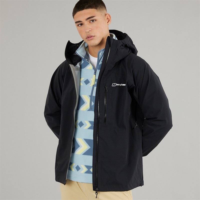 Berghaus Mens Truda Flex Waterproof Hooded Jacket Black/Black