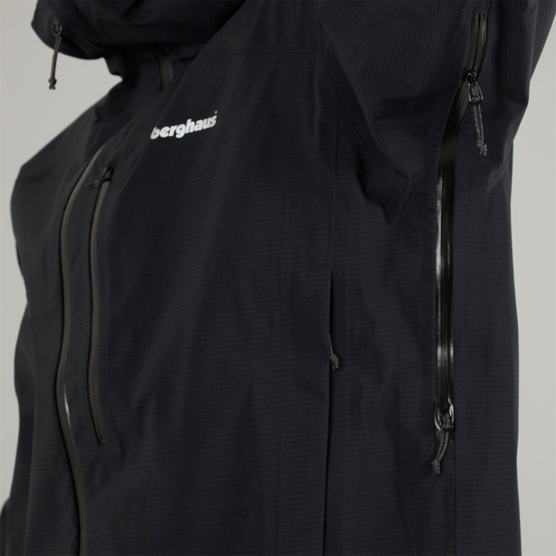 Berghaus Mens Truda Flex Waterproof Hooded Jacket Black/Black