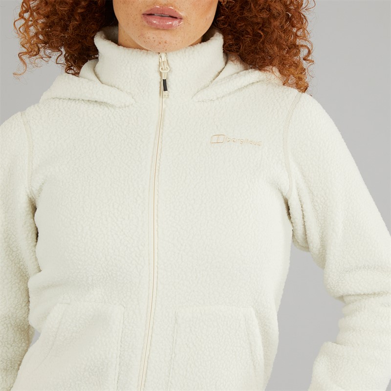 Berghaus Womens Darria Full Zip Shearling Hooded Jacket Natural
