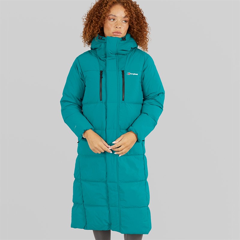 Berghaus Womens Saffren Duster Hydrodown Insulated Padded Hooded Down Jacket Turquoize/Turquoize