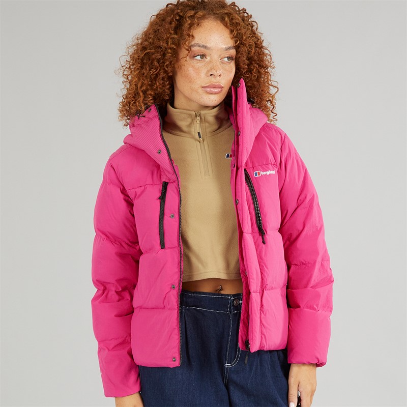 Berghaus Womens Saffren Hydrodown Insulated Padded Hooded Down Jacket Pink/Pink - Size 14