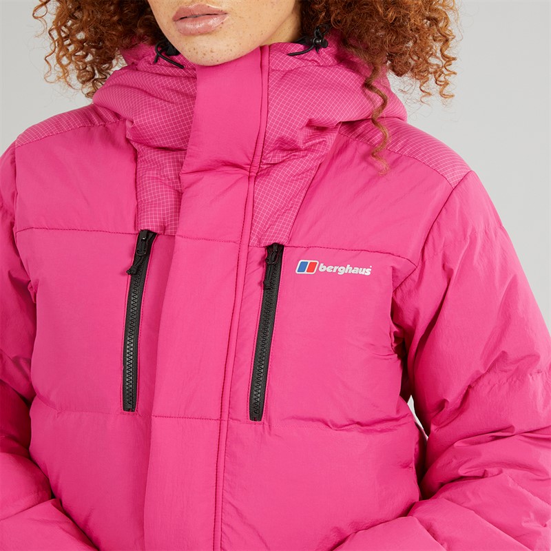 Berghaus Womens Saffren Hydrodown Insulated Padded Hooded Down Jacket Pink/Pink