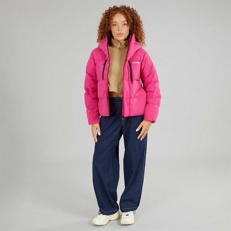 Berghaus Womens Saffren Hydrodown Insulated Padded Hooded Down Jacket Pink/Pink
