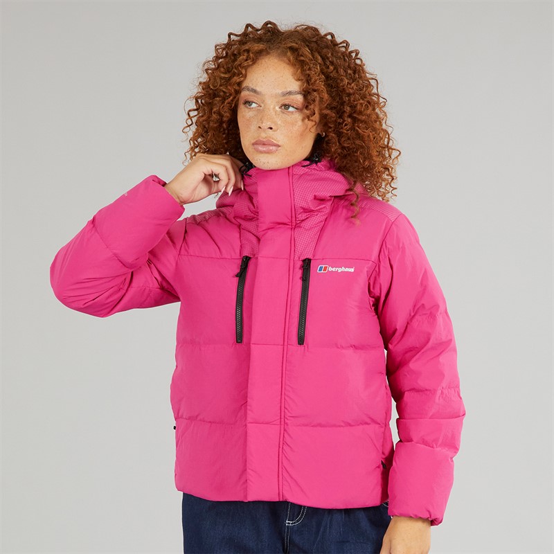 Berghaus Womens Saffren Hydrodown Insulated Padded Hooded Down Jacket Pink/Pink