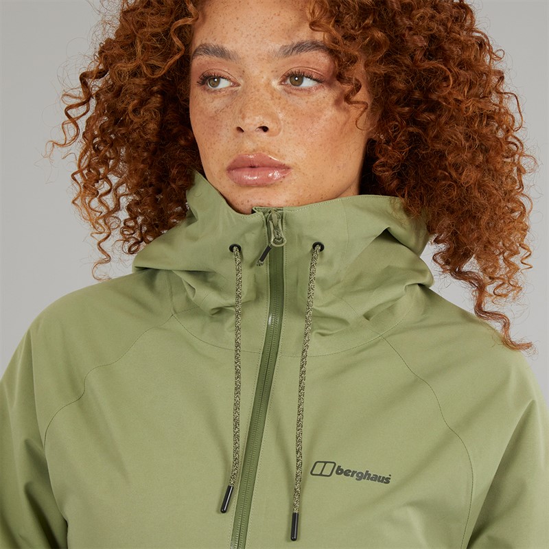Berghaus Womens Highraise Gore-Tex® Waterproof Hooded Jacket Green/Green