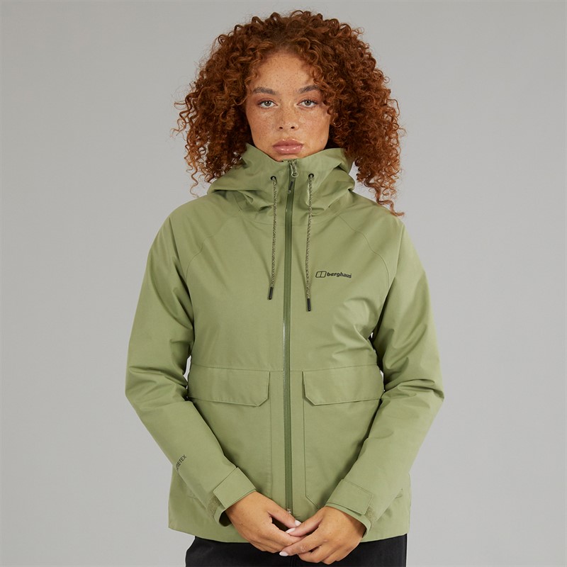 Berghaus Womens Highraise Gore-Tex® Waterproof Hooded Jacket Green/Green
