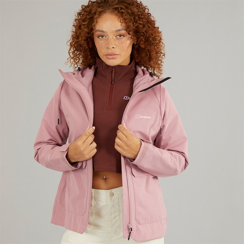 Berghaus Womens Highraise Gore-Tex Waterproof Hooded Jacket Light Pink/Light Pink - Size 12