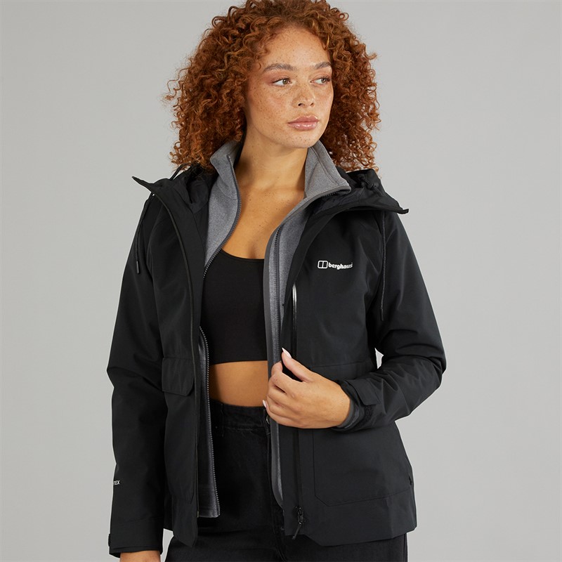 Berghaus Womens Highraise Gore-Tex® Waterproof Hooded Jacket Black/Black