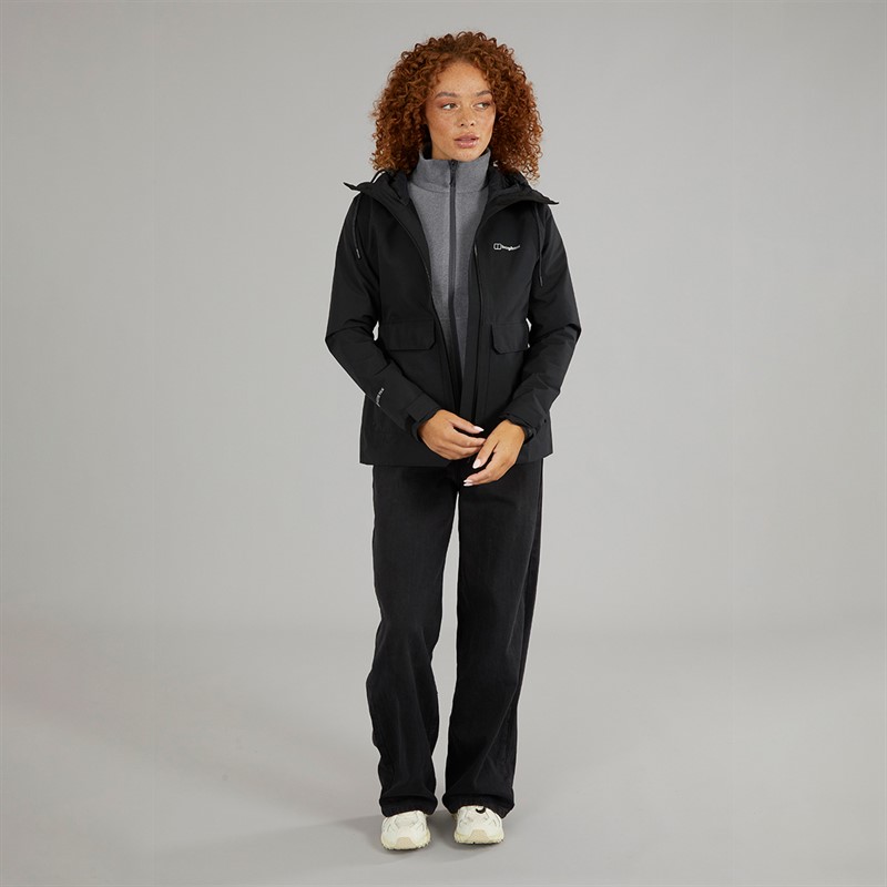 Berghaus Womens Highraise Gore-Tex® Waterproof Hooded Jacket Black/Black
