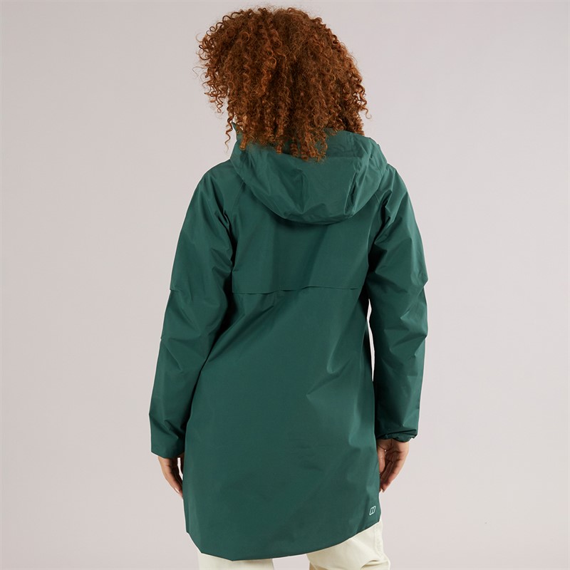 Berghaus Womens Ashberry Gore-Tex® Waterproof Long Hooded Jacket Dark Green/Dark Green