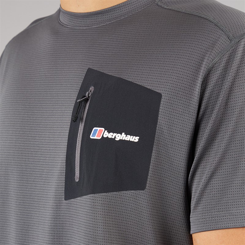 Berghaus Mens Bergahus Sidley Pocket Tech T-Shirt Grey/Black