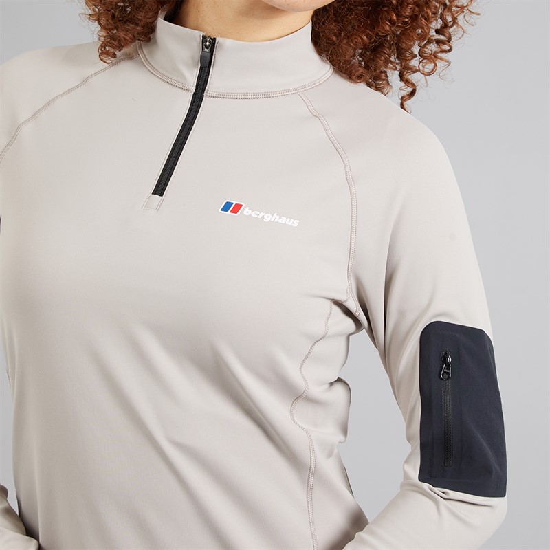 Berghaus Womens Tech Pocket 1/4 Zip Top Light Grey/Light Grey