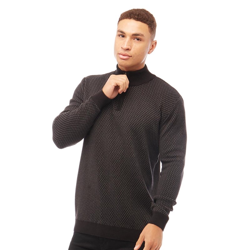 Bewley & Ritch Mens Fourth Funnel Neck Jumper Charcoal/Black