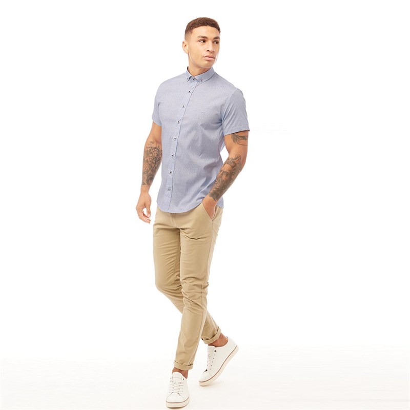 Bewley & Ritch Mens Cali Short Sleeve Shirt White Sky