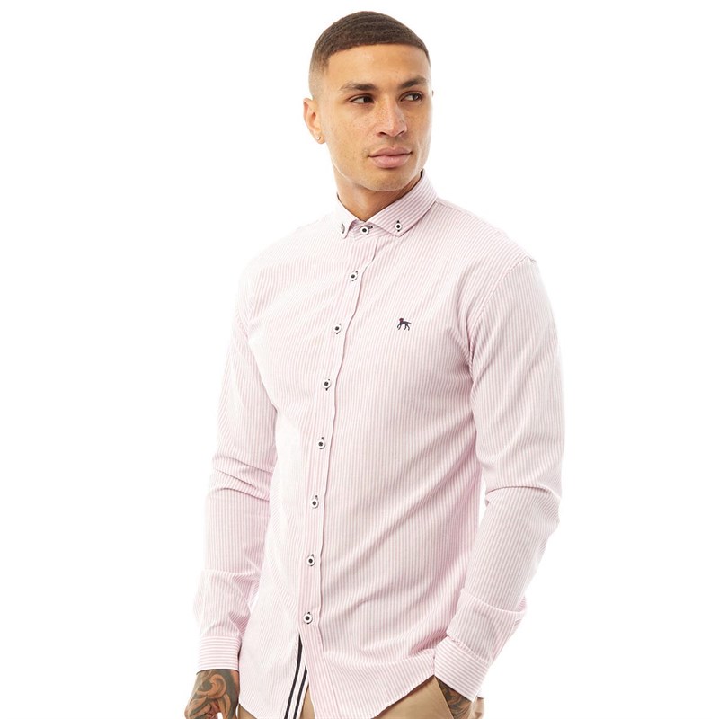 Bewley & Ritch Mens Bodd Long Sleeve Shirt White/Pink