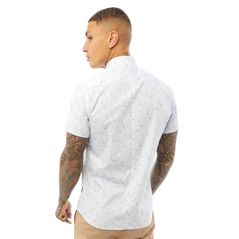 Bewley & Ritch Męskie Elmo Koszula z Krótkim Rękawem Lekki Niebieski