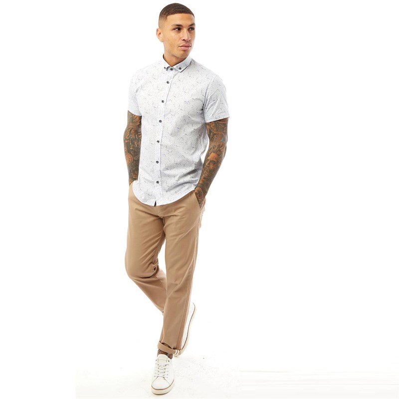 Bewley & Ritch Męskie Elmo Koszula z Krótkim Rękawem Lekki Niebieski