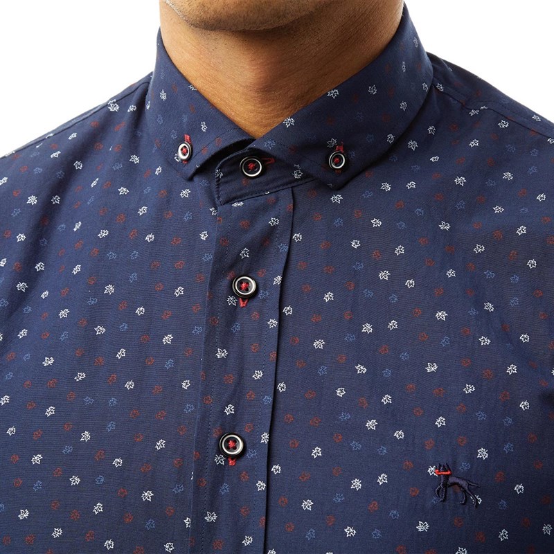 Bewley & Ritch Męskie Lea Koszula z Krótkim Rękawem Granatowy